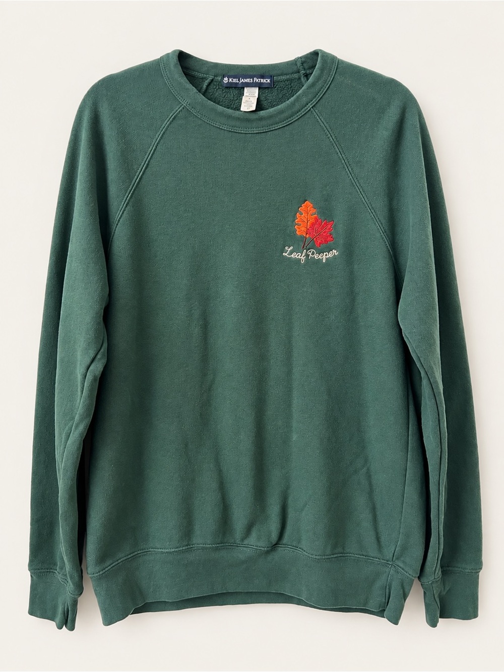 Kiel James Patrick Leaf Peeper Embroidered Fall Sweatshirt Green Size M